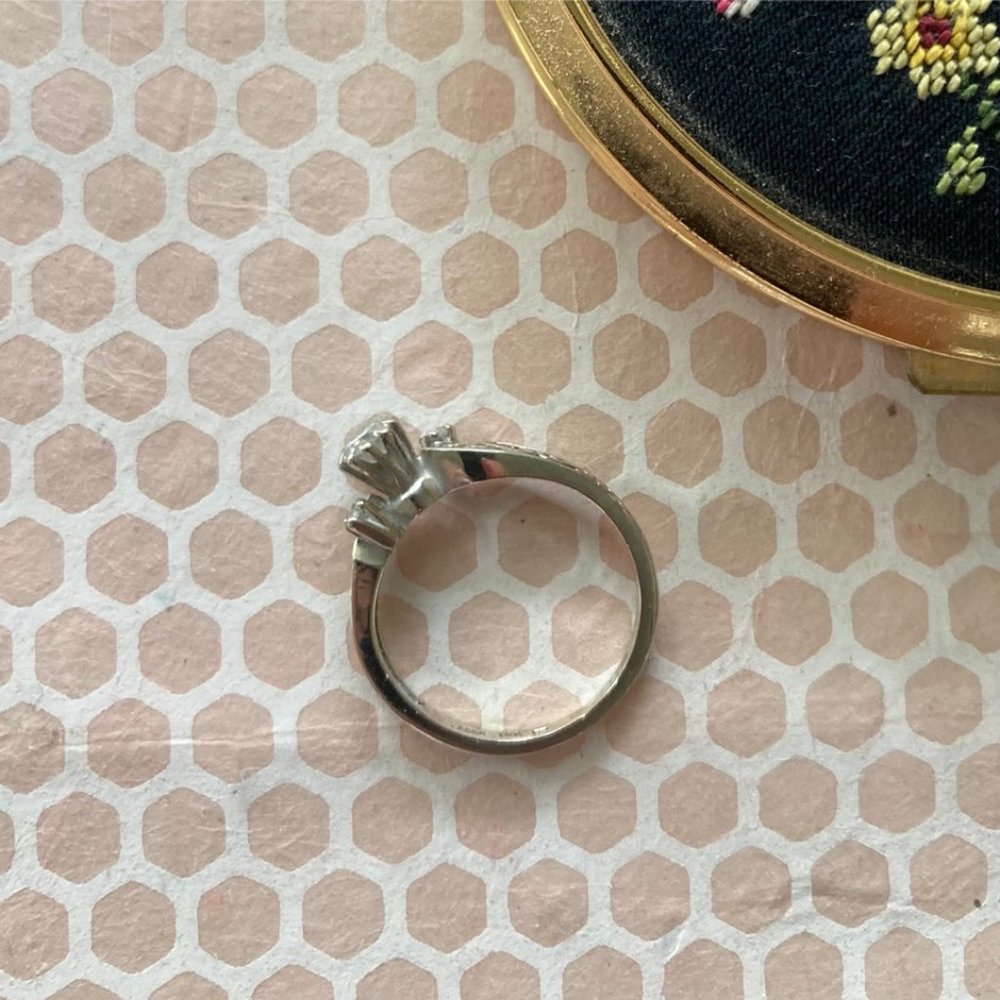 Three Diamond White Gold Ring / Engagement Ring